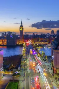 Thames Prints: UK, England, London, Houses of Parliament, Big Ben across Westminster Bridge