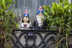 Images Dated 30th August 2012: UK, England, London, Kensington, Garden gnomes with Union jack hats to celebrate the