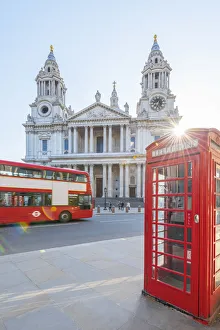 Images Dated 18th April 2018: UK, England, London, Ludgate Hill, St. Pauls Cathedral, Red Telephone Box