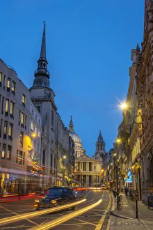 Cabs Prints: UK, England, London, Ludgate Hill, St. Pauls Cathedral