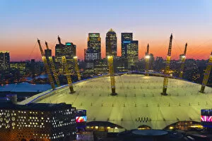 The City at Night Gallery: UK, England, London, River Thames, O2 Arena (formerly Millennium Dome) and Canary