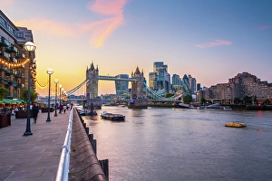 Tower Bridge Prints: UK, England, London, River Thames, Tower Bridge and City skyline