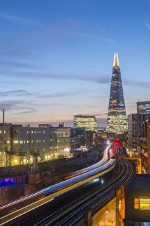 Elevated Viewpoints Prints: UK, England, London, Southwark, The London Shard and railway lines into London Bridge
