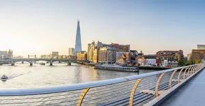 Southwark Prints: UK, England, London, Southwark, The Shard from Millennium Bridge over River Thames