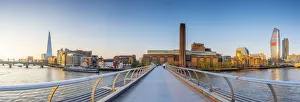 Southwark Prints: UK, England, London, Southwark, Tate Modern from Millennium Bridge over River Thames