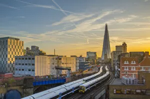 Images Dated 23rd March 2018: UK, England, London, Southwark, The London Shard and railway lines into London Bridge