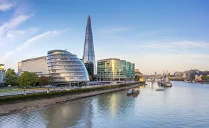 Images Dated 23rd March 2018: UK, England, London, Southwark, The Shard and City Hall by River Thames