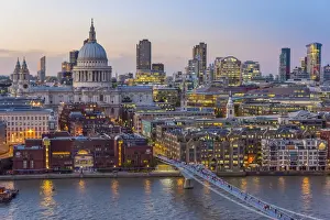 UK, England, London, St. Pauls Cathedral and City of London Skyline