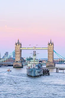 Images Dated 19th September 2019: UK, England, London, Tower Bridge and HMS Belfast