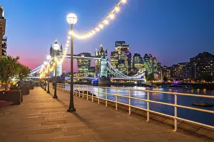 Thames Prints: UK, England, London, Tower Bridge over River Thames and City Skyline from Butlers Wharf