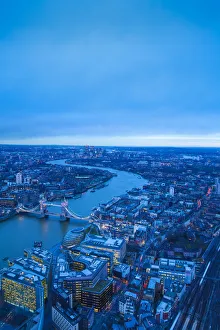 UK, England, London, View of London from The Shard, looking over Tower Bridge to Canary