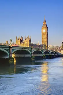 UK, England, London, Westminster Bridge over River Thames and Big Ben