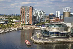 Images Dated 16th September 2015: UK, England, Manchester, Salford, View of Salford Quays looking towards the Lowry Theatre