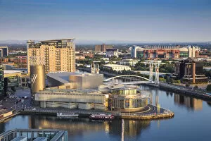 Images Dated 16th September 2015: UK, England, Manchester, Salford, View of Salford Quays looking towards the Lowry Theatre