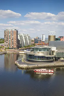 UK, England, Manchester, Salford, View of Salford Quays looking towards the Lowry Theatre