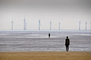 Images Dated 13th February 2009: UK, England, Merseyside, Crosby Beach, Anthony Gormleys Another Place