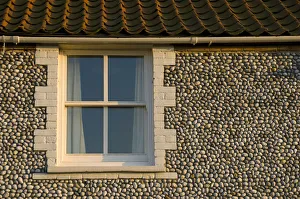 North Norfolk Prints: UK, England, Norfolk, Blakeney, Traditional flint walled houses