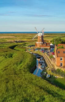 UK, England, Norfolk, North Norfolk, Cley, Cley Windmill (drone)