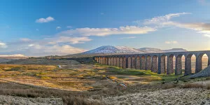 Images Dated 12th February 2018: UK, England, North Yorkshire, Ribblehead Viaduct and Ingleborough mountain, one of