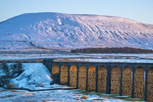 Images Dated 8th June 2018: UK, England, North Yorkshire, Ribblehead Viaduct and Ingleborough mountain, one of