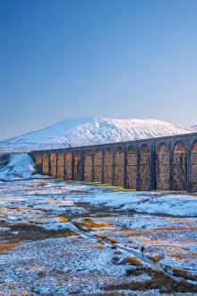 UK, England, North Yorkshire, Ribblehead Viaduct and Ingleborough mountain, one of