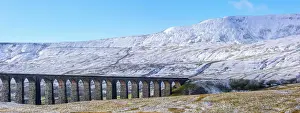 UK, England, North Yorkshire, Ribblehead Viaduct and Whernside mountain, one of