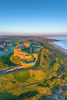 Northumberland Prints: UK, England, Northumberland, Bamburgh, Bamburgh Beach, Bamburgh Castle