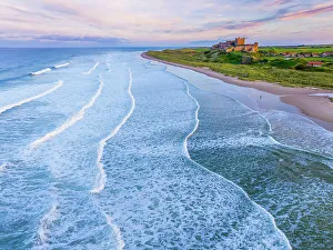 Northumberland Prints: UK, England, Northumberland, Bamburgh, Bamburgh Beach, Bamburgh Castle