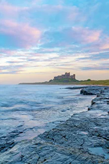 Northumbria Prints: UK, England, Northumberland, Bamburgh, Bamburgh Beach, Bamburgh Castle