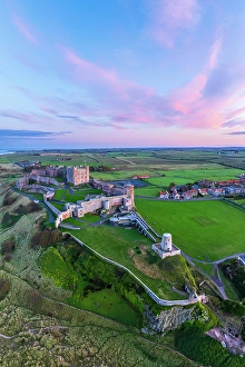 Elevated Viewpoints Prints: UK, England, Northumberland, Bamburgh, Bamburgh Castle
