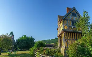 Timber Frame Prints: UK, England, Shropshire, Stokesay Castle gate house, a fortified manor house