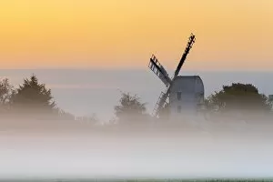 Images Dated 10th May 2017: UK, England, Suffolk, Saxtead Green, Saxtead Green Windmill at sunrise