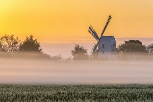 Images Dated 10th May 2017: UK, England, Suffolk, Saxtead Green, Saxtead Green Windmill at sunrise
