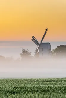 UK, England, Suffolk, Saxtead Green, Saxtead Green Windmill at sunrise