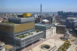 UK, England, West Midlands, Birmingham, View of Birmingham libary and Centenary Square