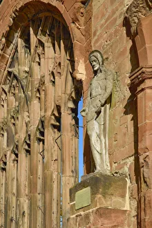 UK, England, West Midlands, Coventry, Coventry Cathedral, The statue of Christ