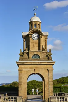 UK, England, Yorkshire, Scarborough, South Cliff gardens and Clock Tower