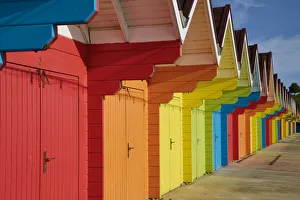 UK, England, Yorkshire, Scarborough, Beach Huts on North Bay beach
