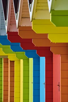 UK, England, Yorkshire, Scarborough, Beach Huts on North Bay beach