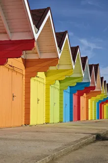 UK, England, Yorkshire, Scarborough, Beach Huts on North Bay beach