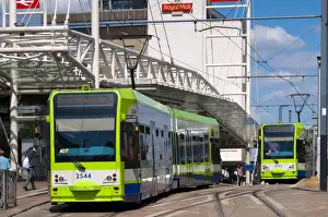 Streetcar Prints: UK, Greater London, Croydon, East Croydon Train Station, Tram and Bus stops