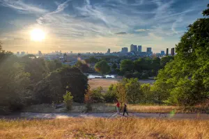 UK, London, Greenwich, Greenwich Park and Canary Wharf