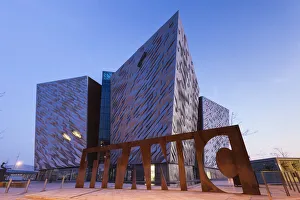 Images Dated 1st September 2016: UK, Northern Ireland, Belfast, Belfast Docklands, Titanic Belfast Museum, exterior, dawn