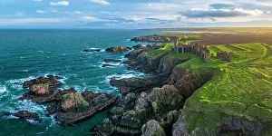 North Sea Prints: UK, Scotland, Aberdeenshire, Cruden Bay, Slains Castle