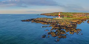 North Sea Prints: UK, Scotland, Aberdeenshire, Peterhead, Boddam, Buchan Ness Lighthouse