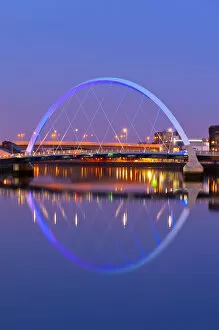 Images Dated 13th September 2012: UK, Scotland, Glasgow, River Clyde and the Clyde Arc, nicknamed the Squinty Bridge