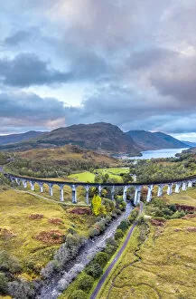 Aerials Gallery: UK, Scotland, Highland, Glen Finnan, Glenfinnan Viaduct with Loch Shiel beyond