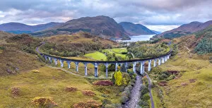 Images Dated 22nd March 2021: UK, Scotland, Highland, Glen Finnan, Glenfinnan Viaduct with Loch Shiel beyond