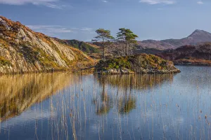 UK, Scotland, Highland, Sutherland, Lochinver, Loch Druim Suardalain, Mount Canisp