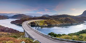 Panorama Prints: UK, Scotland, Highland, Sutherland, Loch a Chairn Bhain, Kylesku, Kylesku Bridge